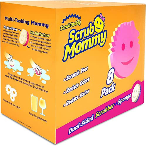 Scrub Daddy Dual Sided Sponge and Scrubber - Scrub Mommy - Scratch Free Sponge for Dishes and Home, Soft in Warm Water, Firm in Cold, Odor Resistant, Multi Surface 8 Count (Pack of 1) | Amazon (US)