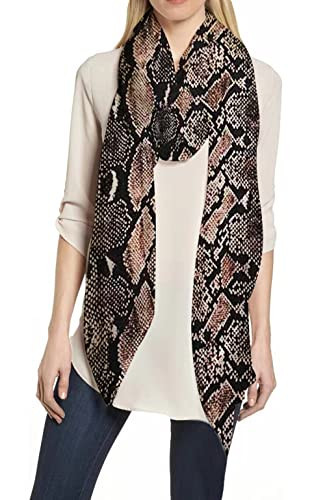 Lina & Lily Snake Print Women's Long Scarf Shawl Lightweight (Black, Brown) at Amazon Women\u2019... | Amazon (US)