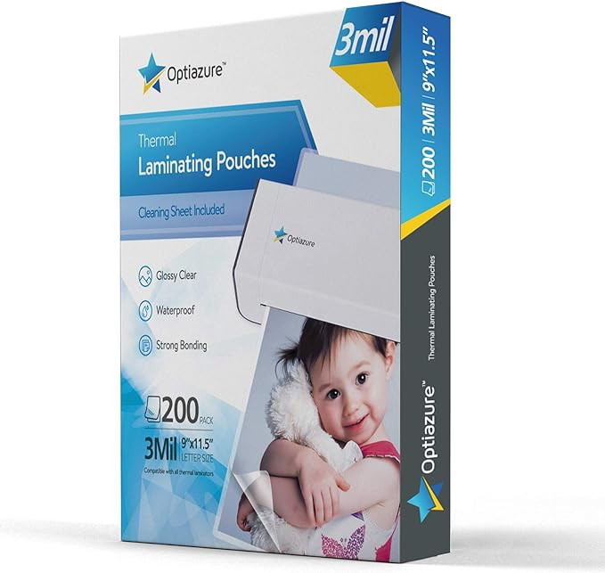 Thermal Laminating Pouches 9"x11.5" Inches, 3mil 200Pack, Laminated Paper, Clear, Letter Size, Of... | Amazon (US)
