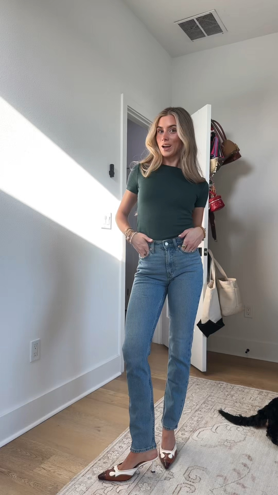 These jeans are from Gap size 24/00 curvy high rise 90s straight leg. A vintage-inspired fit that always feels current. Now in a curvy fit with extra room in the hip and thigh. Fit: A full-length classic straight-leg jean that's slim through the hip & thigh. Fabric: 83% Cotton, 11% Recycled Polyester, 5% Recycled Cotton, 1% Elastane. Stretch: Low Stretch Jeans. Looks like vintage denim but feels like you've had them forever. ​Easy & comfortable with a little secret stretch. Rise: High Rise Jeans. Look: A classic five-pocket jean in medium indigo wash. Details: Zip fly, five-pocket styling & holds-you-in front pockets.​
The Carolyn Basette Kennedy effect from the new Hulu show, Love Story  @gap 

#LTKSaleAlert #LTKootd #LTKgrwm