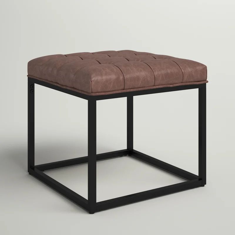 Reade 18'' Wide Faux Leather Tufted Square Standard Ottoman | Wayfair North America