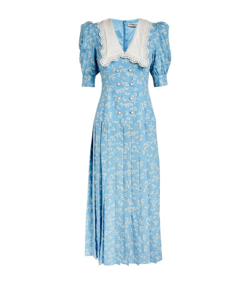 Alessandra Rich Silk Pleated Midi Dress | Harrods