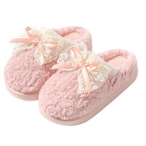 Bow Slippers- Soft and comfortable, cute and beautiful. Non-slip wear-resistant sole. (A- Pink, Adult, Women, 4.5, Numeric Range, US Footwear Size System, 5.5, Medium) | Amazon (US)