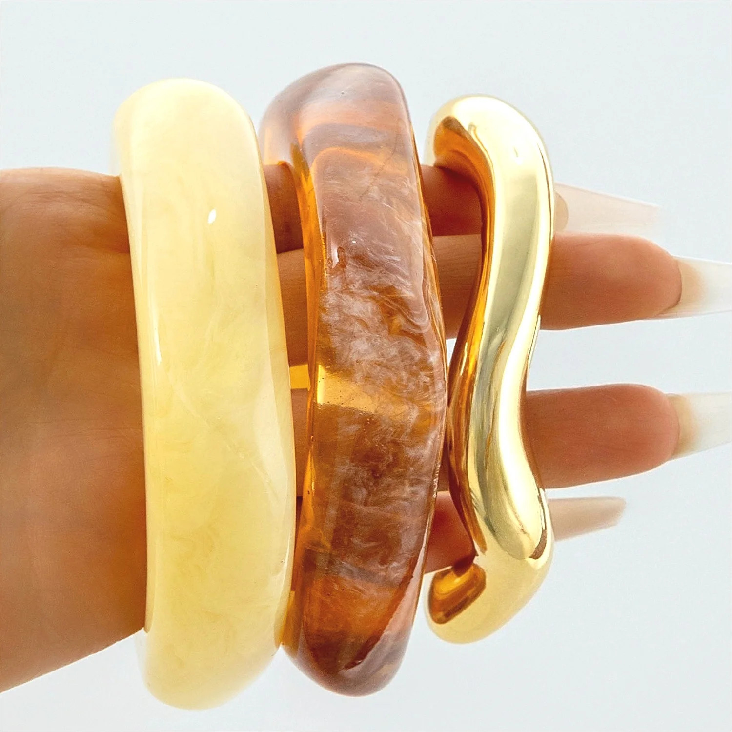 Chunky Acrylic Bangle Bracelet for Women 3pcs Alloy Bracelets Set - Walmart.com | Walmart (US)