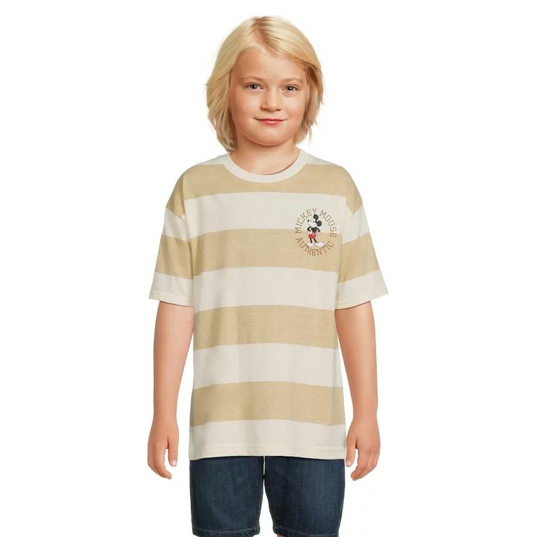 Mickey Mouse Boys Short Sleeve Striped Graphic T-Shirt, Sizes 4-18 | Walmart (US)