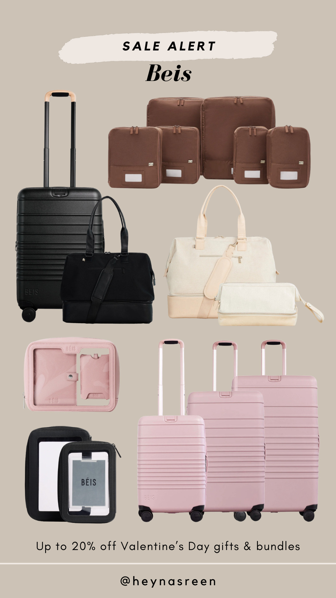 This Valentine's Day sale at Beis is too good!! Get up to 20% off their bundles and gifts. These are great deals on my favorite luggage for travel - and includes cosmetic kits, packing cubes and more! 

 

#LTKSaleAlert #LTKTravel