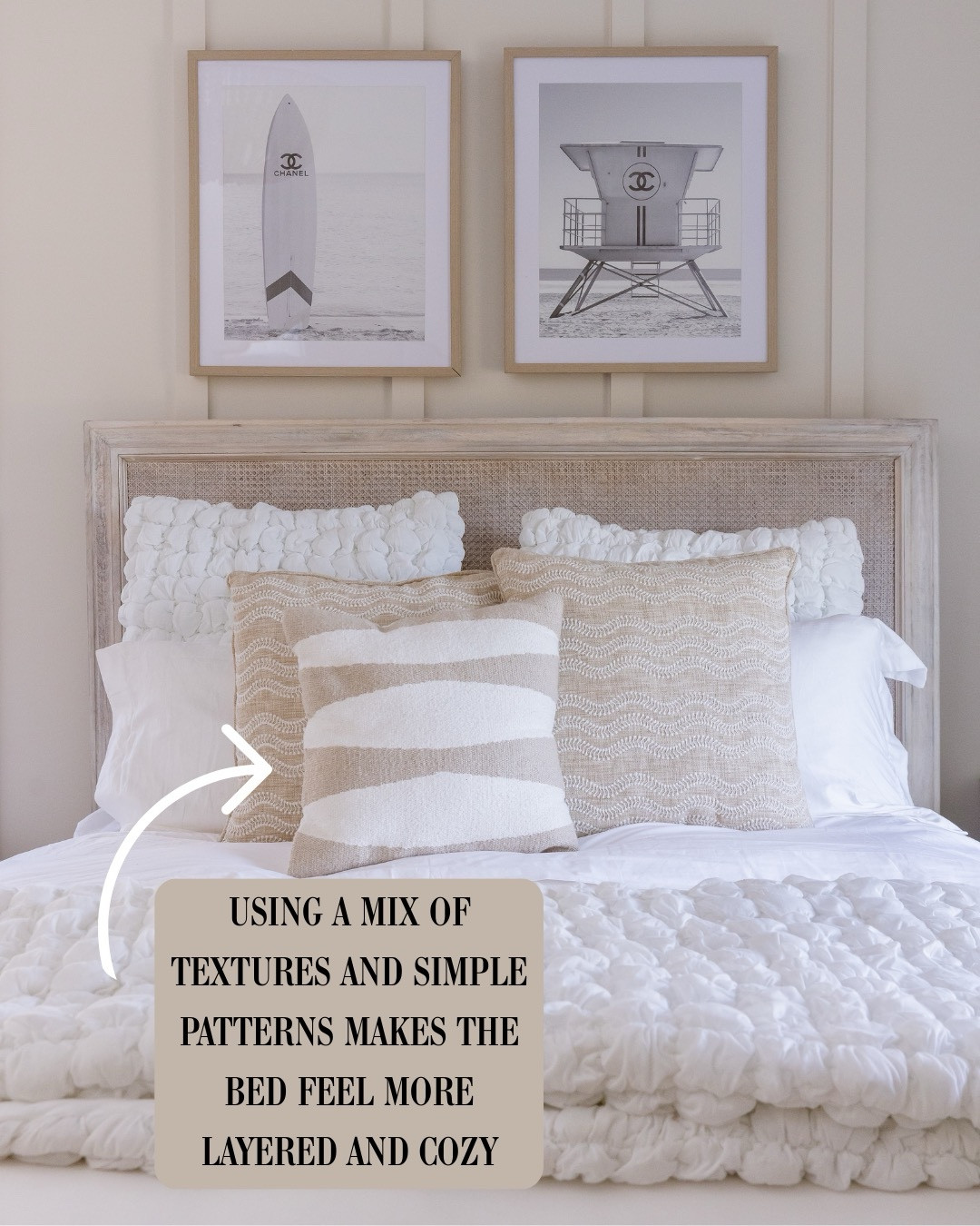 Layered textures, simple patterns, and one statement moment make this neutral bedroom feel cozy but still polished.

#LTKHome #LTKmomlife #LTKOver40