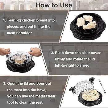 Chicken Shredder Large Chicken Breast Shredder Tool Twist with Brush&Fork, Visible Meat Shredder ... | Amazon (US)