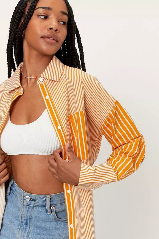 Cotton Poplin Contrast Stripe Oversized Shirt | Nasty Gal (US)