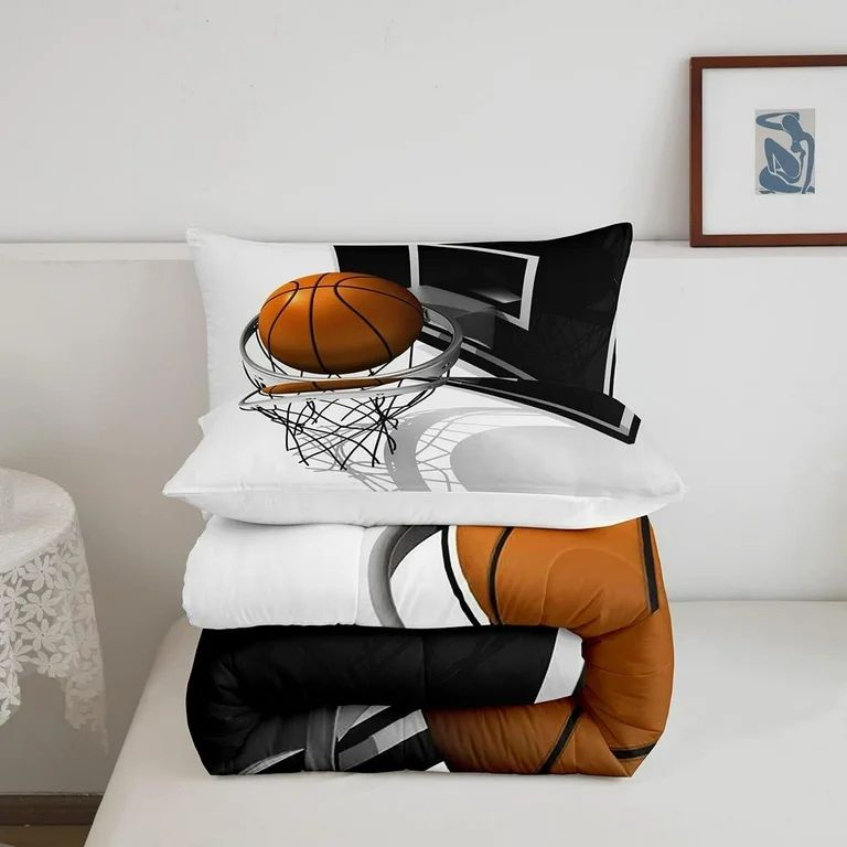YST Boys 3D Basketball Bedding Comforter Sets Kids Teens Basketball Gaming Bedding Set Queen Blac... | Walmart (US)