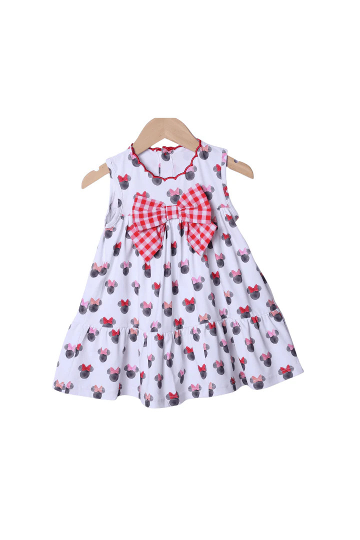 Watercolor Mouse Scalloped Bow Dress | The Smocked Flamingo