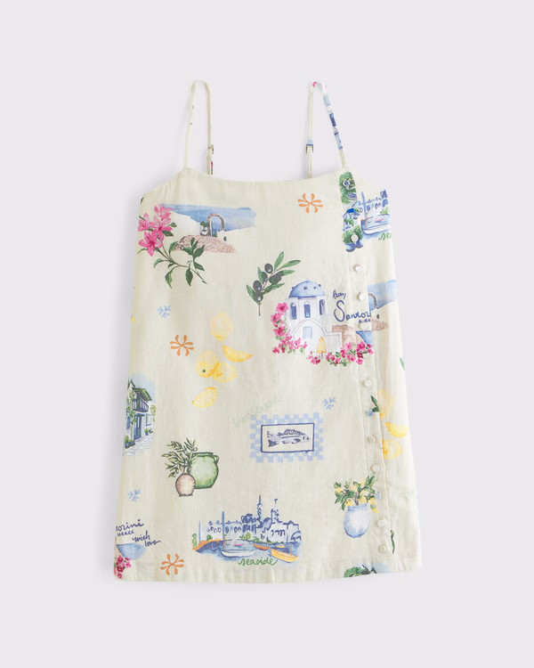 Linen-Blend Button Skort | Abercrombie & Fitch (US)