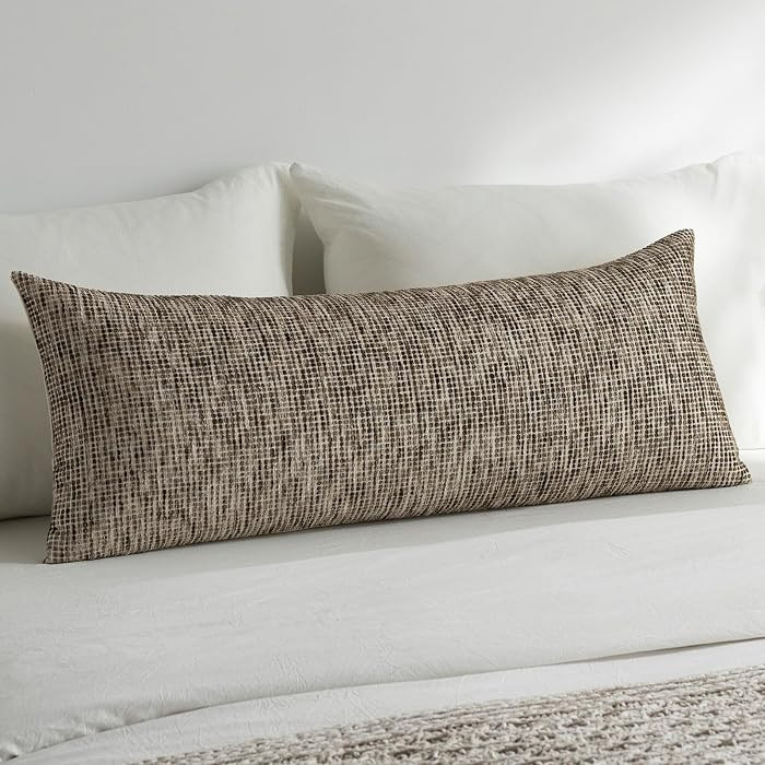 Pack of 1 Neutral Lumbar Pillow Covers 14x36 Boho Textured Dots Stripe Chenille Rectangular Long ... | Amazon (US)
