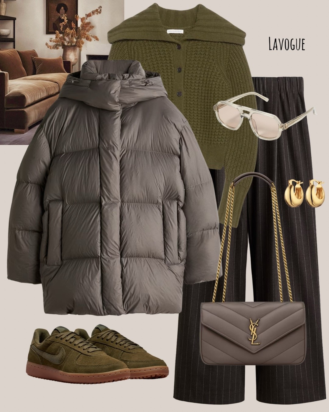 Bundled up but still cute! Paired this super warm puffer jacket with a green cropped cardigan for a pop of color, and kept it effortless with these easy pull-on pants — comfy enough for all-day wear but still polished.
Finishing details make the outfit: this grey YSL bag adds a luxe touch, and the green suede Nike sneakers tie the whole look together perfectly. 
Obsessed with the mix of sporty + elevated vibes. Perfect for casual days, errands, or travel. 
Linking everything below! ✨

#LTKWorkwear #LTKSeasonal #LTKFindsUnder100