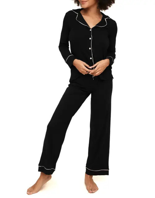 Adore Me Matilda Long Sleeve Top & Pants Pajama Set in Black at Nordstrom, Size X-Large | Nordstrom