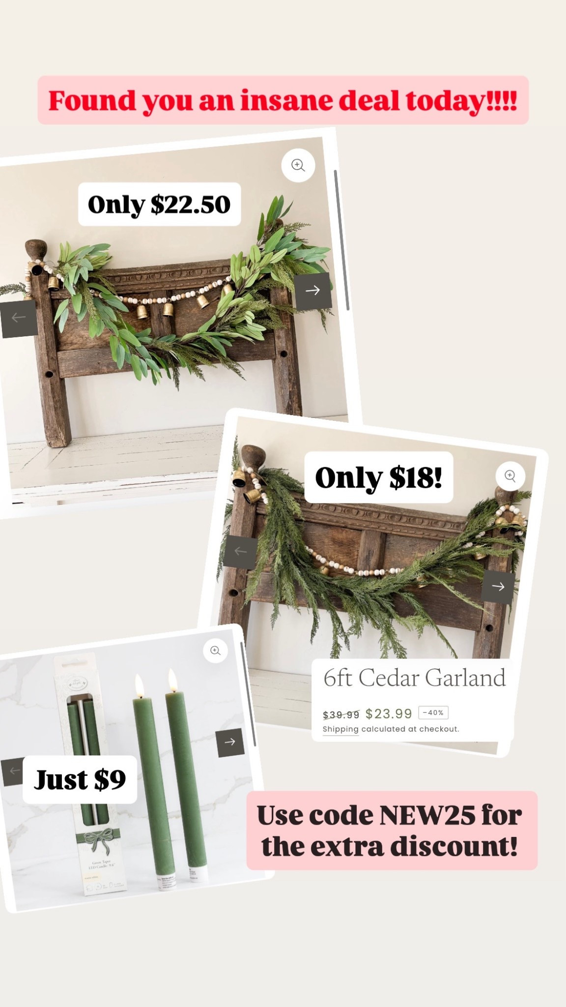 Best deal of the season right here! Quality 6ft Cedar Garland for lads than $20! Don’t miss it! Code NEW25 for the extra discount  

#LTKSaleAlert #LTKSeasonal #LTKHome