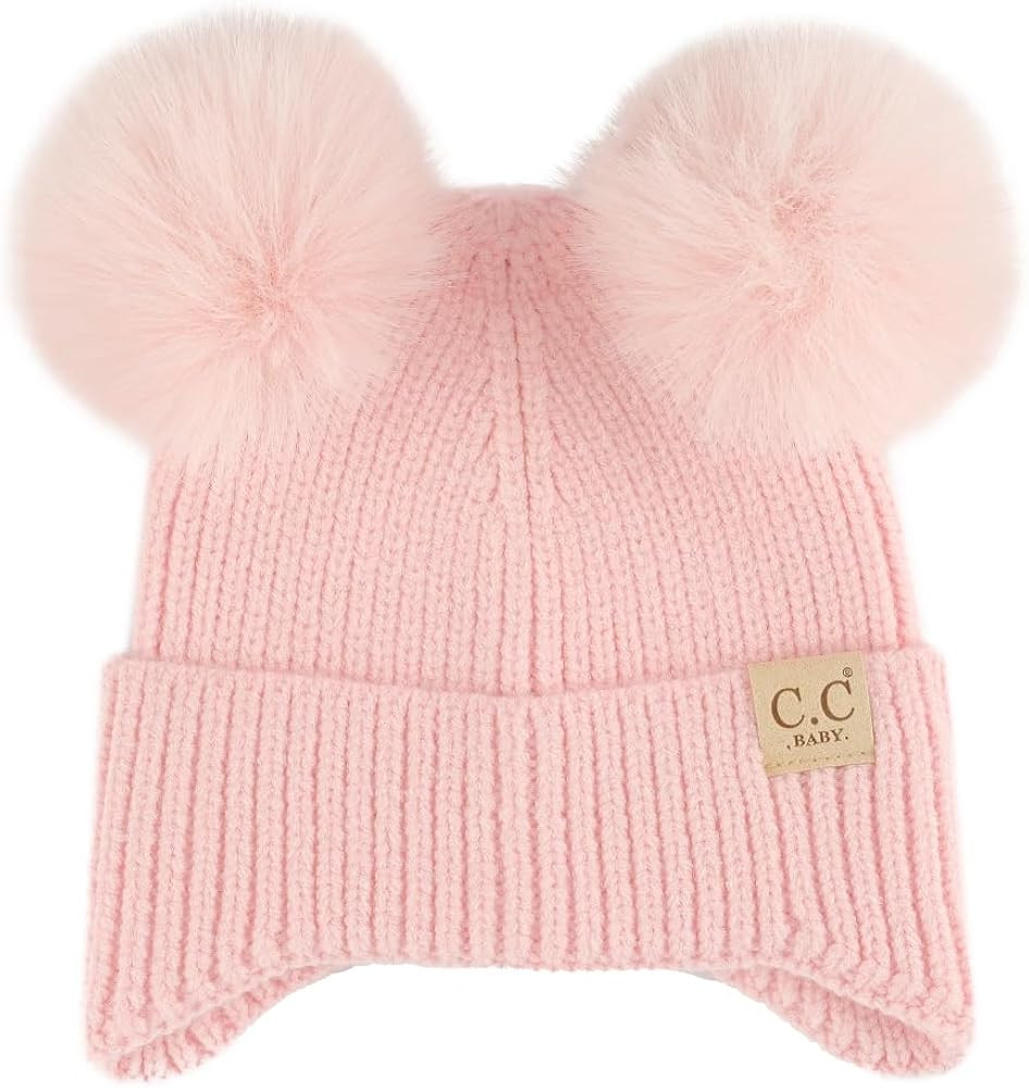 C.C Baby Double Fur Pom Pom Beanie with Ear Flap for Boys Girls - Comfortable Soft Warm Infant To... | Amazon (US)