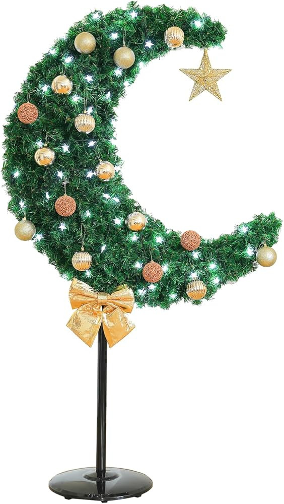 6FT 120 LED Lighted Eid Ramadan Tree Handmade Mubarak Muslim Islamic Crescent Moon Star Artificia... | Amazon (US)