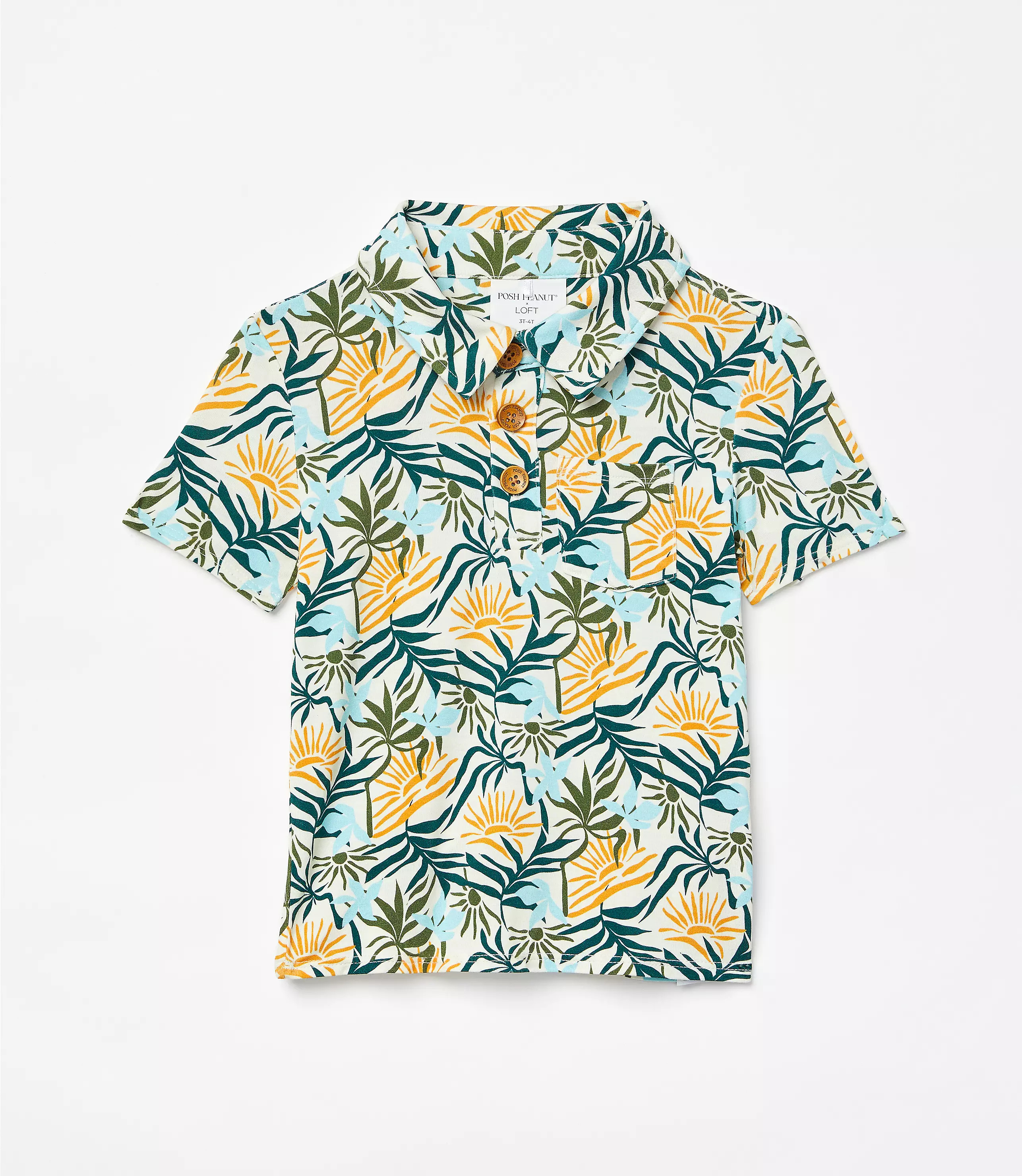 Posh Peanut X LOFT Sunset Short Sleeve Collared Henley Top | LOFT