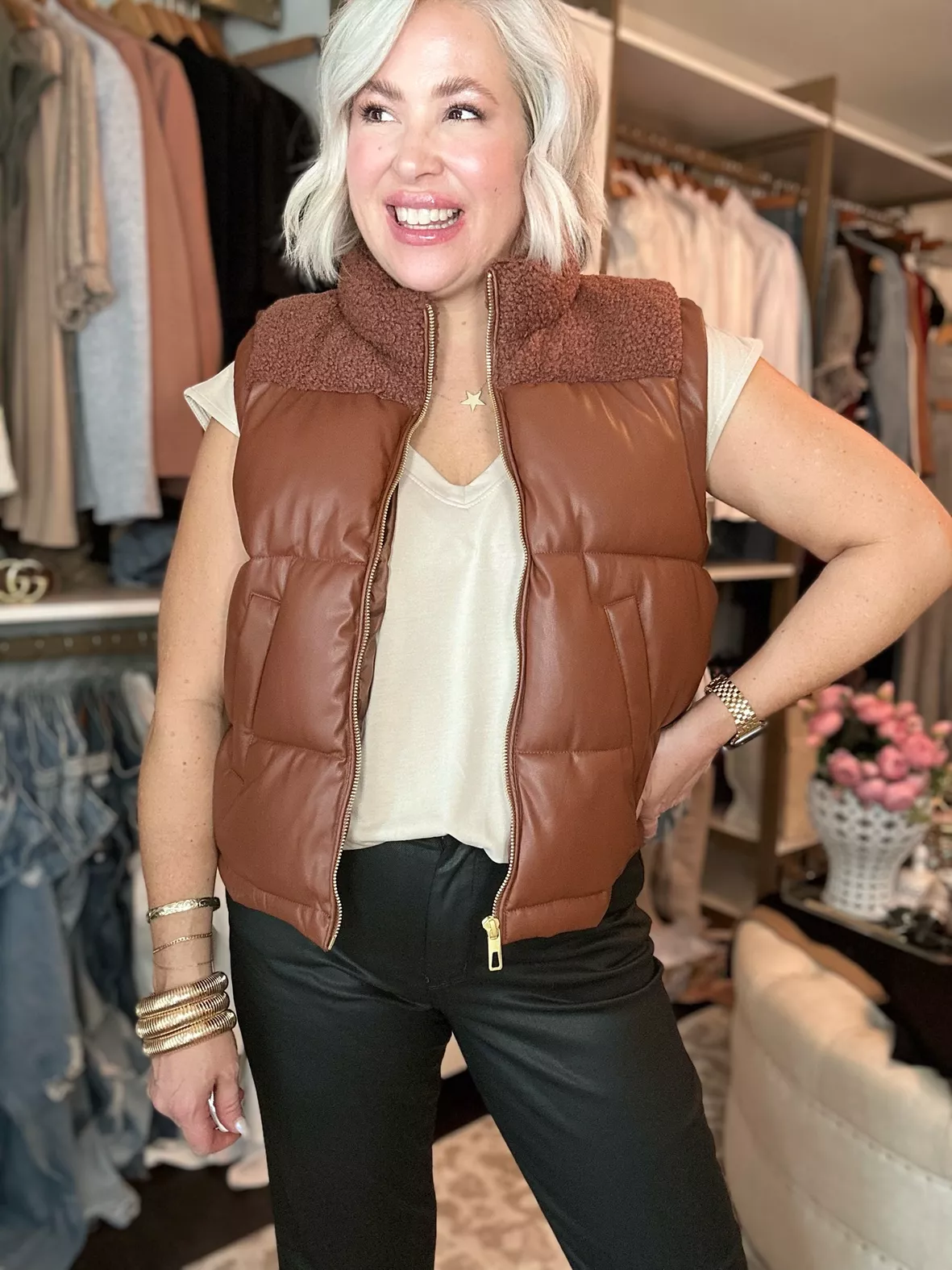 Faux Leather Mixer Vest curated on LTK