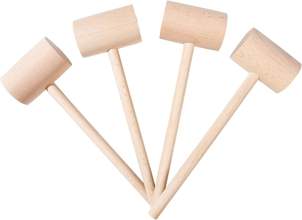 4Pcs Wooden Hammers, Natural Hardwood Crab Lobster Seafood Mallets | Amazon (US)