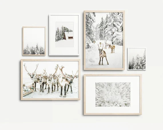 Winter Decor Wall Gallery Set of 6 Prints Scandi Modern Farmhouse Printable Art Nordic Christmas ... | Etsy (US)