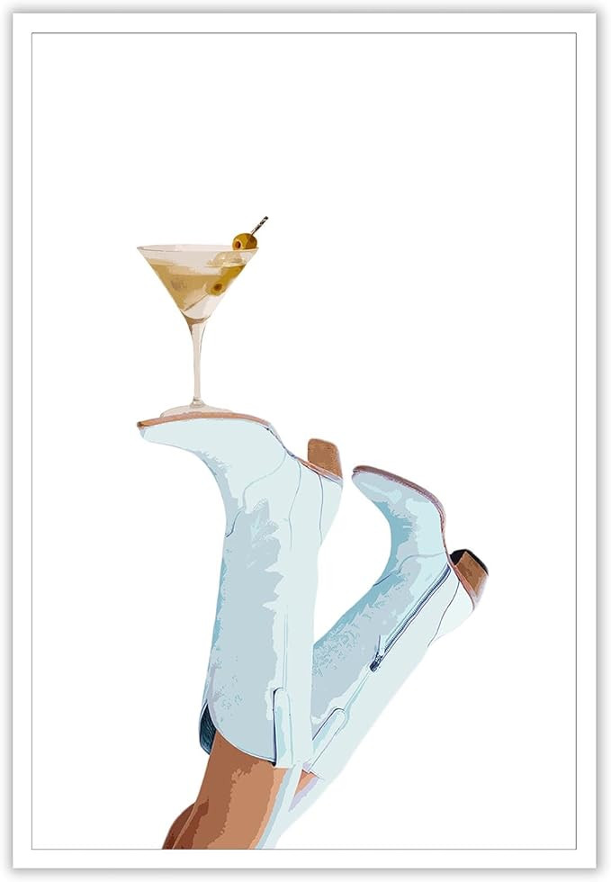 Light Blue Cowgirl Martini Wall Decor Coquette Poster Dry Martini Canvas Print Aesthetic Posters ... | Amazon (US)
