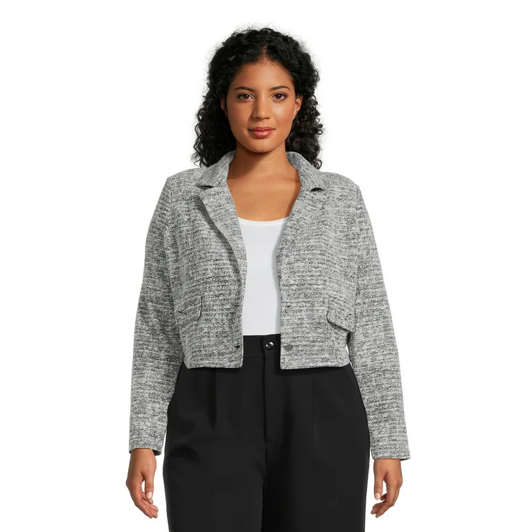 Madden NYC Juniors Plus Cropped Blazer, Sizes 1X-4X | Walmart (US)