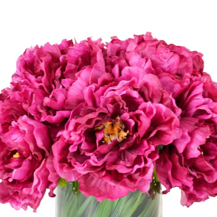 Peonies Floral Arrangement in Vase | Wayfair North America
