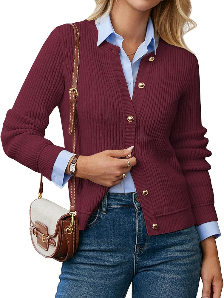 GRACE KARIN Knit Cardigan Sweaters for Women Long Sleeve Ribbed Button Up Sweater 2025 Fall Casua... | Amazon (US)