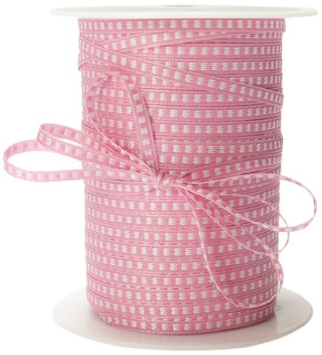 May Arts 1/8-Inch Wide Ribbon, Pink with White Stitched Center | Amazon (US)