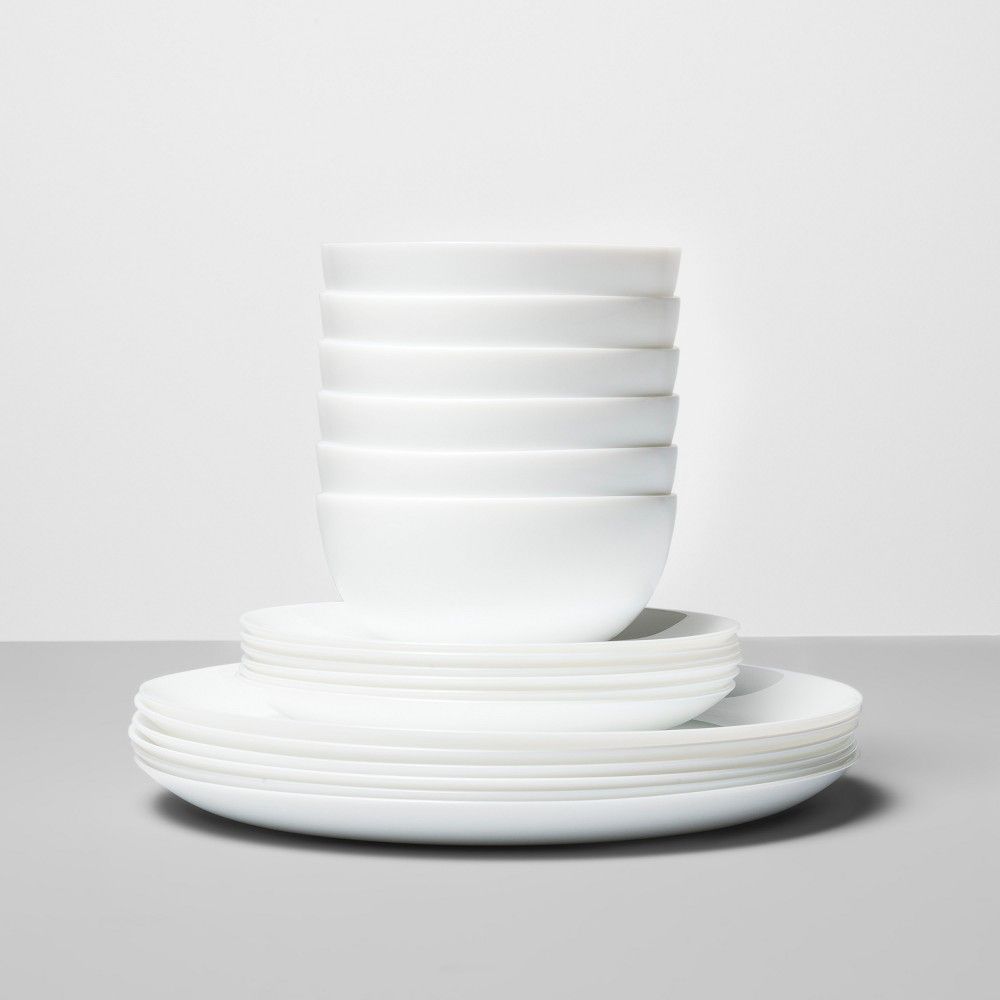 Glass 18pc Dinnerware Set White - Made By Design | Target