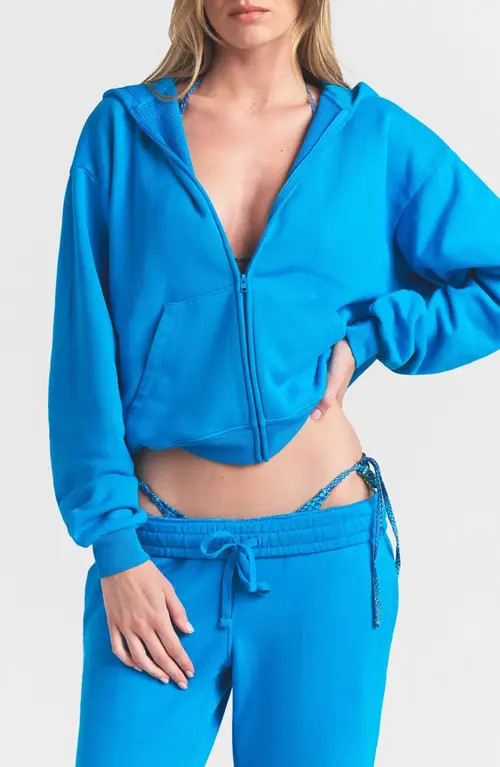 SKIMS French Terry Zip Up Hoodie in Cerulean at Nordstrom, Size 3X | Nordstrom
