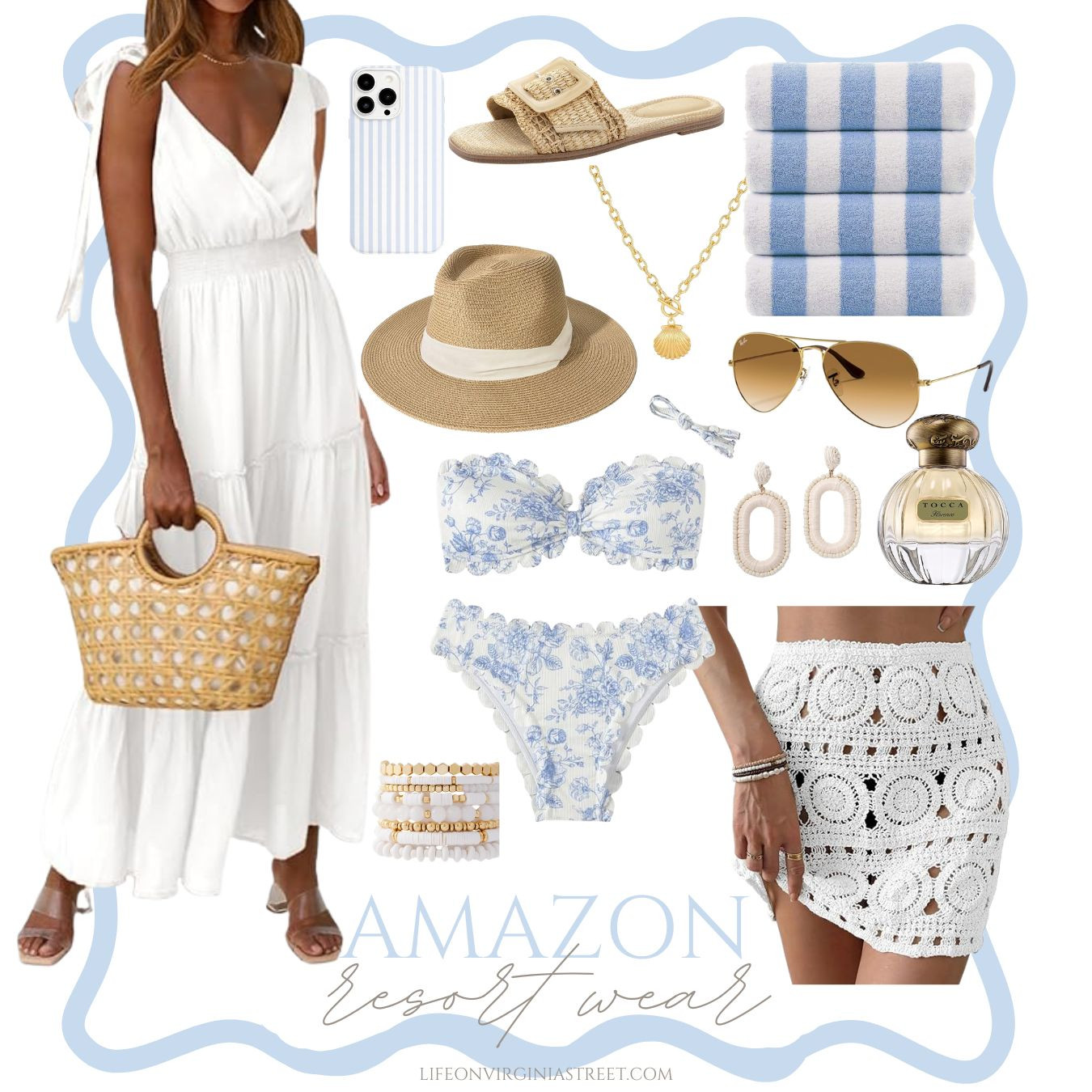 The chicest blue and white resort wear finds for spring break or your next warm weather vacation - all from Amazon! #ltktravel #ltksalealert #ltkbeauty #ltkover40 #ltkmidsize #ltkswim 

 #LTKSaleAlert #LTKSwim #LTKTravel