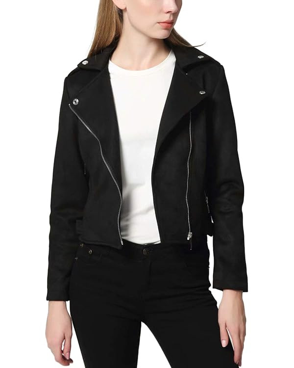 CHARTOU Women's Fall 2023 Fashion Faux Suede Leather Casual Moto Biker Jacket Coats | Amazon (US)