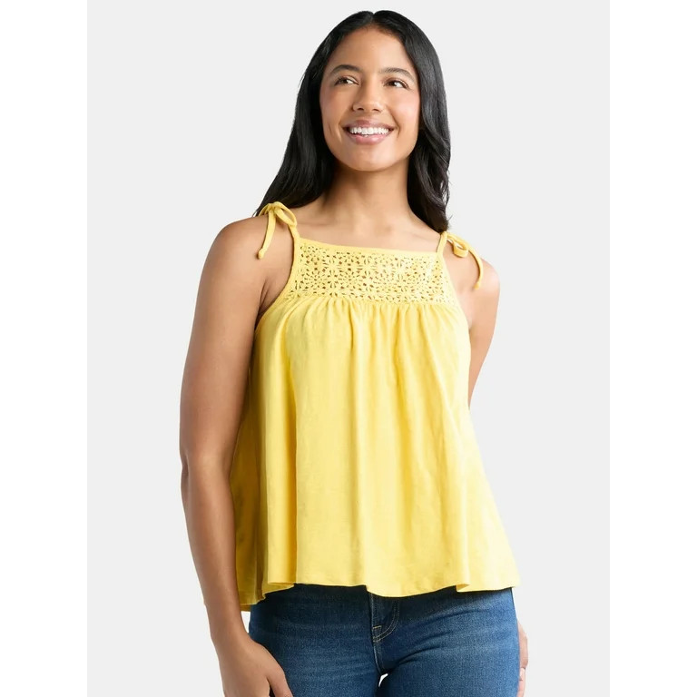 Time and Tru Women's Cotton Crochet Tank Top, Sizes XS-XXXL | Walmart (US)