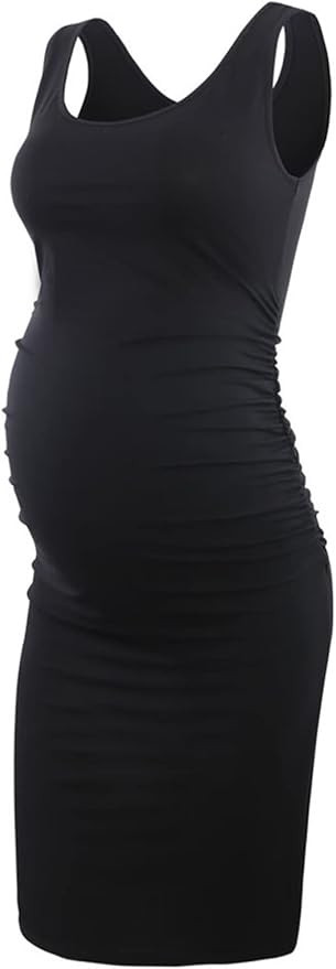 Liu & Qu Women's Maternity Sleeveless Tank Dresses Side Ruching Bodycon Dress for Daily Wearing o... | Amazon (US)