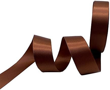 QIANF 1 1/2 Inch Wide Double Face Satin Ribbon No Fading Woven Ribbon - 25 Yard (870-Brown) | Amazon (US)