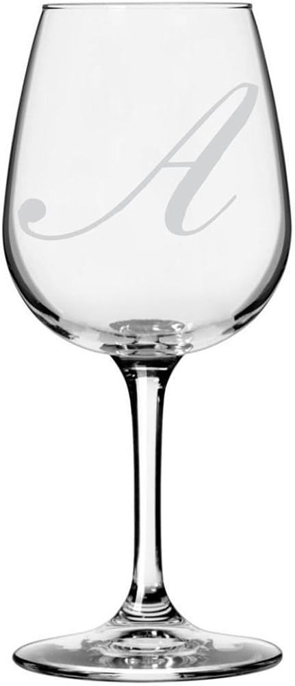 Etched Laser Art Bix Script Font Etched Monogrammed Wine Glasses - Personalized Initial Wine Glas... | Amazon (US)