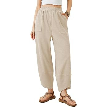 Xiaoxuemeng Womens Baggy Wide Leg Pants Casual Elastic Waisted Palazzo Harem Pants with Pockets | Amazon (US)