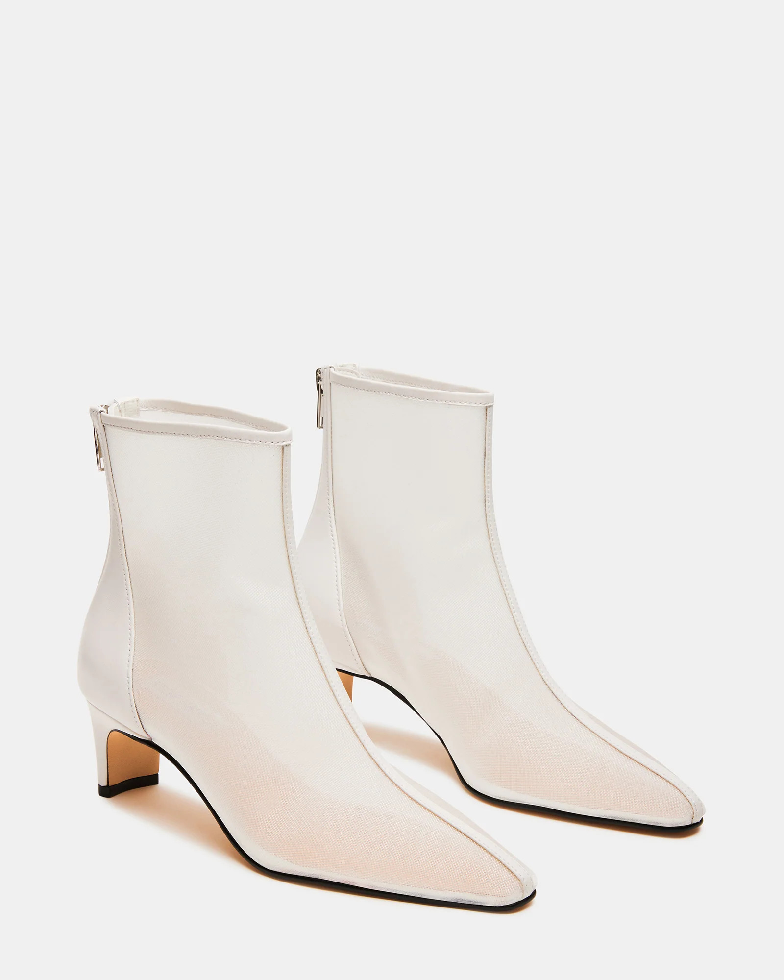 DELVIE White Multi Kitten Heel Ankle Boot | Women's Booties | Steve Madden (US)