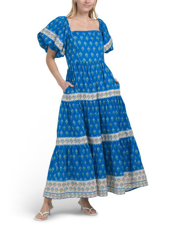 Puff Sleeve Floral Maxi Dress for Women | Cotton | Marshalls