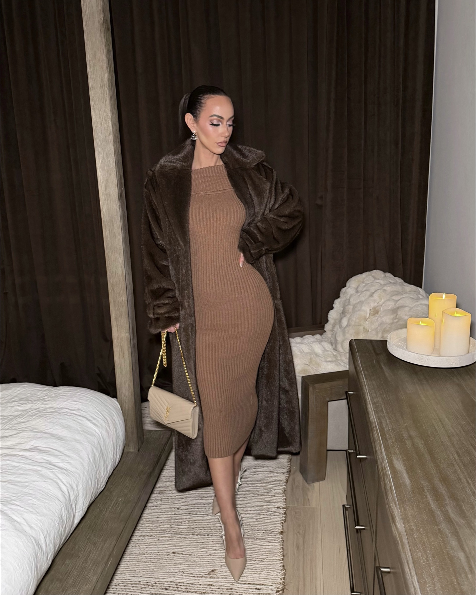 This dress is such a nice thick material that feels soft. Very warm too! 

The coat is the brown version of the one linked, you can get it on the jluxlabel website.  I have a discount code on the site until 3/5 “daniellelodge” 

#LTKTall #LTKootd