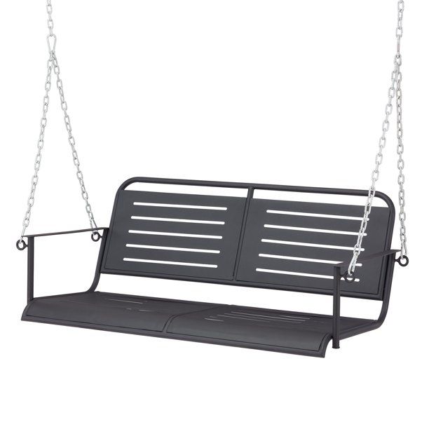 Mainstays Auden Hanging Steel Porch Swing - Black/Silver - Walmart.com | Walmart (US)