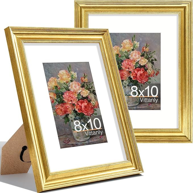 Vittanly 8x10 Picture Frames Set of 2, Display 5x7 Pictures with Mat or 8x10 without Mat, Rustic ... | Amazon (US)