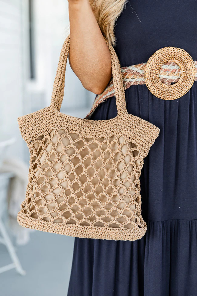 Fun Memories Brown Open Weave Bag | Pink Lily
