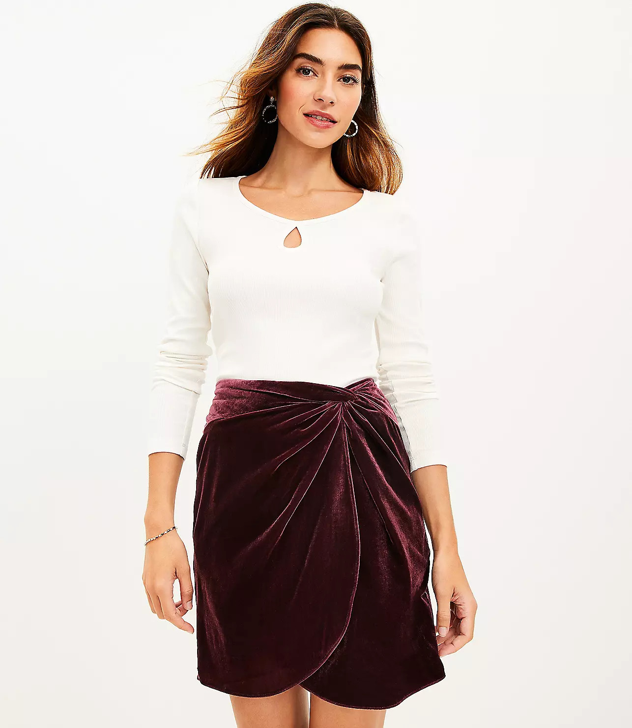 Velvet Twist Shift Skirt | LOFT