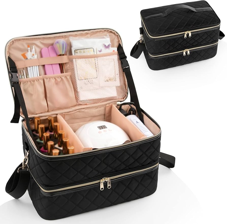 Ethereal Nail Polish Organizer Case, Nail Lamp Storage Bag Holds 40-50 Bottles(15ml/0.5fl.oz) and... | Amazon (US)