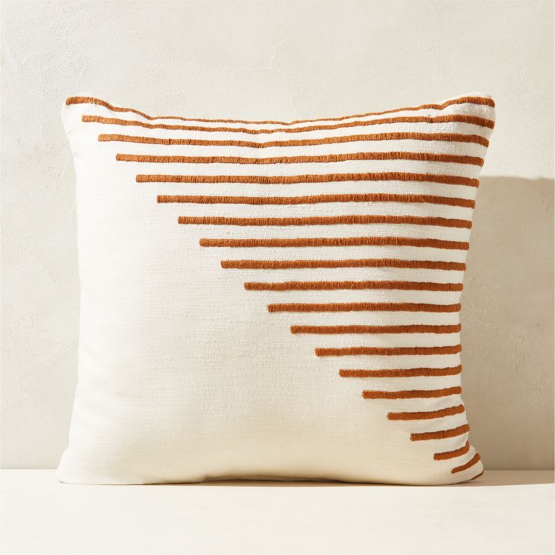 Utila White and Copper Embroidered Outdoor Throw Pillow 23" | CB2 | CB2