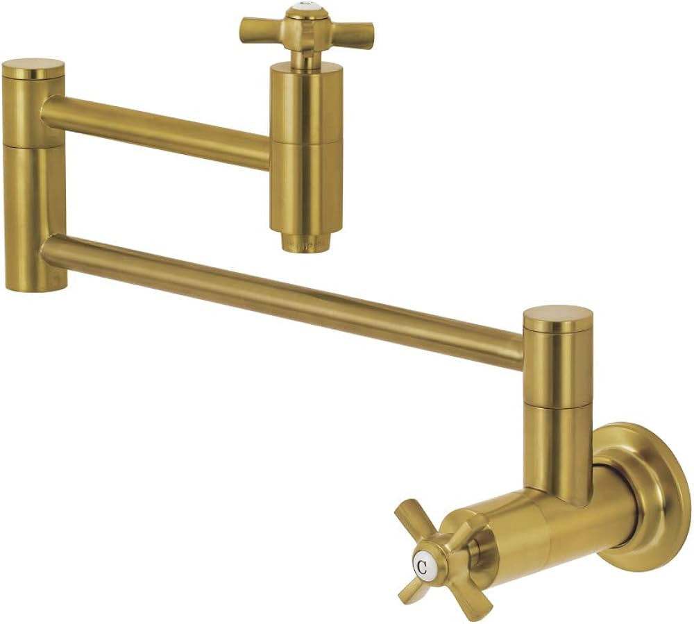 Kingston Brass KS8107ZX Wall Mount Pot Filler Kitchen Faucet, Brushed Brass, 13 x 5.06 x 8 | Amazon (US)